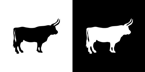 Bull silhouette icon. Animal icon. Black animal icon. Silhouette