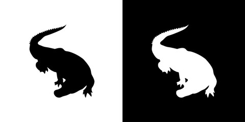 Crocodile silhouette icon. Animal icon. Black animal icon. Silhouette - obrazy, fototapety, plakaty