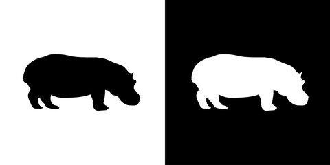 Hippopotamus silhouette icon. Animal icon. Black animal icon. Silhouette
