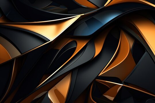 a close up of a black and gold wallpaper with a wavy design on the bottom of the wall and bottom of the wall. © Shanti