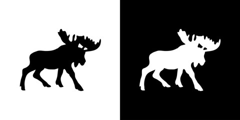 Moose silhouette icon. Animal icon. Black animal icon. Silhouette - obrazy, fototapety, plakaty