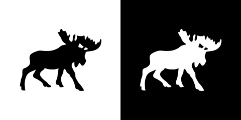 Foto op Plexiglas Moose silhouette icon. Animal icon. Black animal icon. Silhouette © Vector_Art