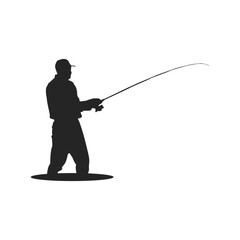 Man Fishing illustration Silhouette Vector 2