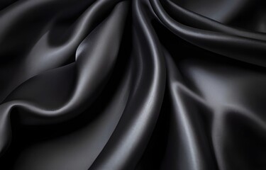 Fototapeta premium Black Satin Texture Background. Luxurious Background Design