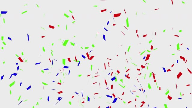 Red, Blue and Green Confetti Explosion on a White Background