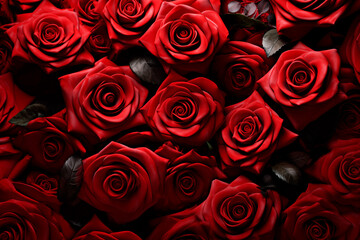 bouquet of fresh red roses for valentine's day, full frame background