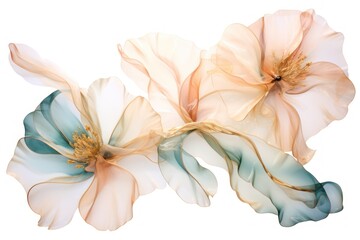  a couple of flowers that are on top of each other in front of a white background with a light blue center.