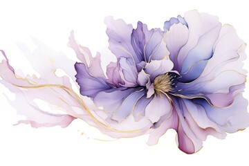  a close up of a flower on a white background with a blue and purple flower in the middle of the image.