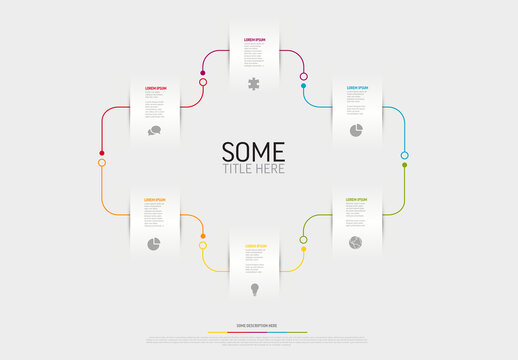 Light infographic template with six light paper blocks