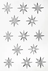 Fototapeten Graphic drawing stars in black ink on white sheet © vali_111