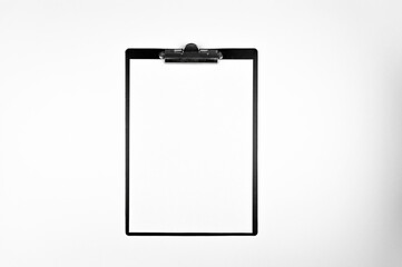 Top view of empty blank on white background. Flat lay, copy space.