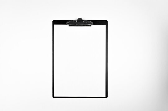 Top view of empty blank on white background. Flat lay, copy space.