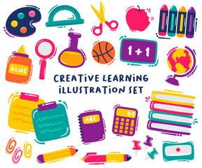 Set of Creative Learning Object illustration 