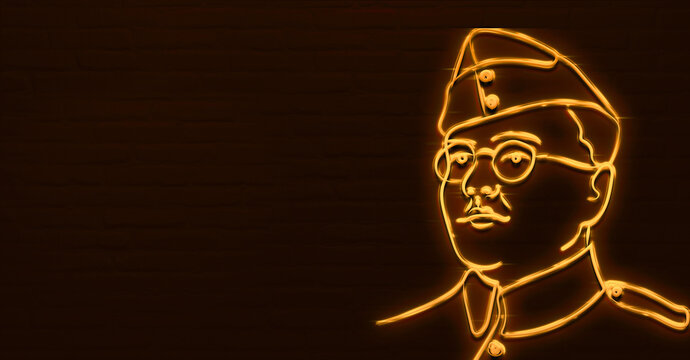 Subhas Chandra Bose 3d icon neon sign.