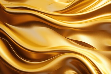 Shiny smooth golden luxury fabric background. Gold draped silk satin. Backdrop for design card, poster, banner, flyer for award, reward, Christmas, birthday, wedding