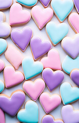 Fototapeta premium Pastel Heart Cookies Arrangement