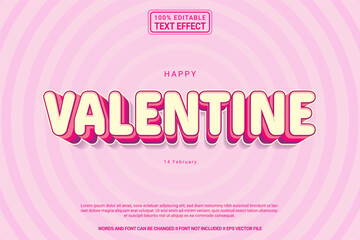 Editable text effect Valentine 3d cartoon template style modern premium vector