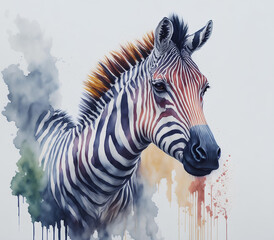 Vibrant Watercolor Zebra - High-Quality Wildlife Illustration for Creative Projects