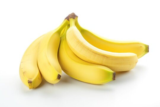  a bunch of ripe bananas sitting next to each other on a white counter top in front of a white background.