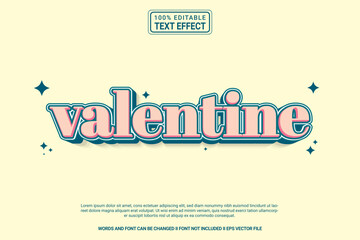 Editable text effect Valentine 3d cartoon template style modern premium vector