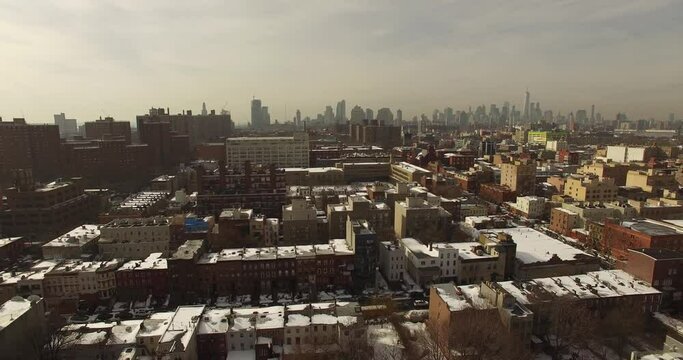 NYC Drone flying left to right Manhattan skyline