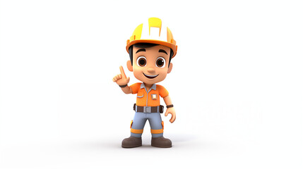 Animation 3D of mechanic in white background