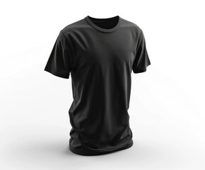 Black t-shirt isolated on a white background. Mockup blank sportswear front view.