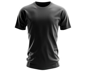 Black t-shirt isolated on a white background. Mockup blank sportswear front view.