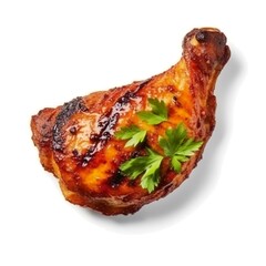 Tasty Grilled Chicken Leg on White Background: Culinary Delight in Every Bite