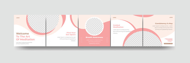How to social media carousel template, meditation and relaxing Instagram banner design for spa yoga shops etc
