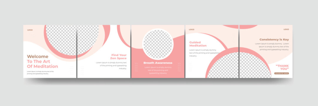 How to social media carousel template, meditation and relaxing Instagram banner design for spa yoga shops etc
