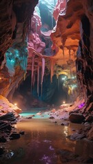 Exploring the Colorful Wonders of a Magical Cave
