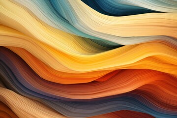Naklejka premium a multicolored background with wavy lines in the shape of a wave on a blue, yellow, red, orange, and white background.