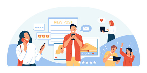 People using technology composition