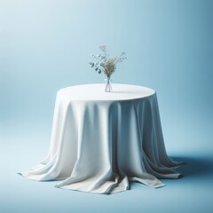 a table with a white tablecloth
