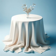 a table with a white tablecloth