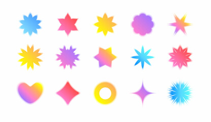 Blurred gradient realistic shapes collection with colorful figures