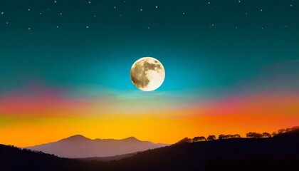 Naklejka na ściany i meble landscape with moon colorful abstract background wallpaper