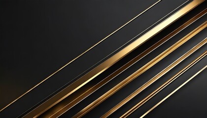 minimal 3d futuristic wallpaper with golden lines deep dark background space metallic material bright accent contemporary modern illustration effect design element three dimensional render - obrazy, fototapety, plakaty