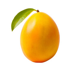 Mango fruit. Whole yellow mango with leaf isolated.