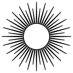 Sun isolated on a transparent. Vector illustration in outline style. 
