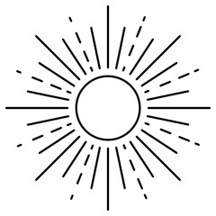Obraz premium Sun isolated on a transparent. Vector illustration in outline style. 