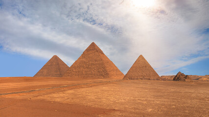 Fototapeta premium Giza Pyramid Complex at sunset - Cairo, Egypt 