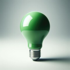 green  light bulb on white background