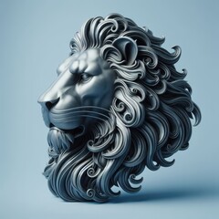 head of lion on white