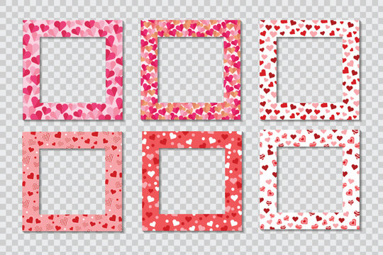 set of love photo frames, valentine templates, valentine frames