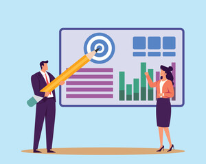 Strategic planning, tactic or strategy to win business competition, marketing analysis or challenge to achieve target, decision based on information concept