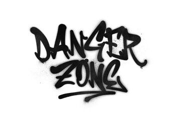 Words ‘Danger Zone’ written in graffiti-style lettering with spray paint effect isolated on transparent background