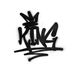 Word ‘King’ written in graffiti-style lettering with spray paint effect isolated on transparent background