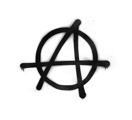Graffiti-style anarchy symbol with spray paint effect isolated on transparent background © HTGanzo